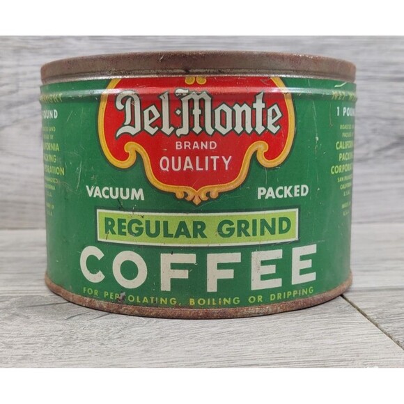 Vintage Del Monte 1 LB Coffee Can Has Patina - Picture 1 of 10
